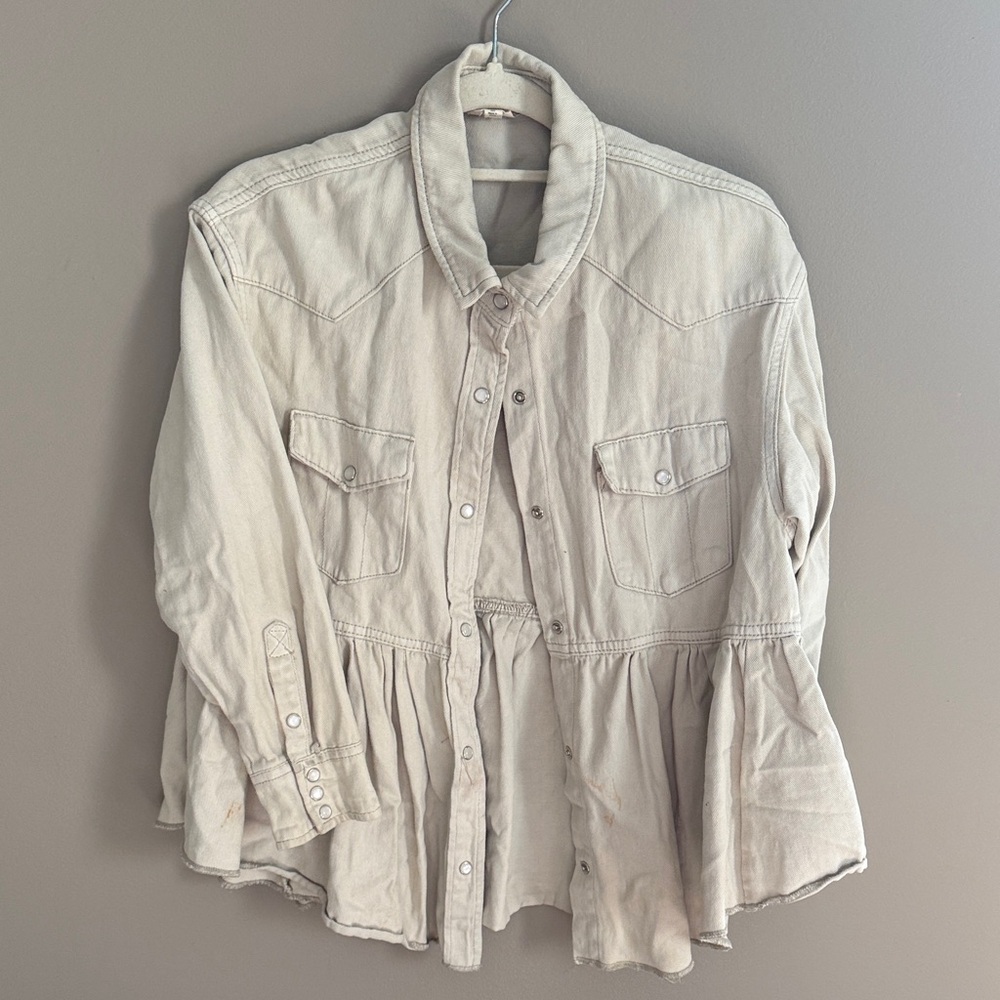 Cream Button-Up shacket